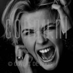 27-01-1998 Irene Moors at studio in Amsterdam on behalf of Schreeuwen project.

[keywords]Black and White Image, Headshot[/keywords]